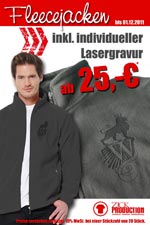Ihr individuelles Logo dezent graviert auf Fleecejacken mit neuster Lasertechnik
