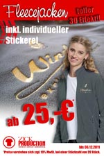 Ihr individuelles Logo gestickt auf Fleecejacken mit tollem 3D-Effekt