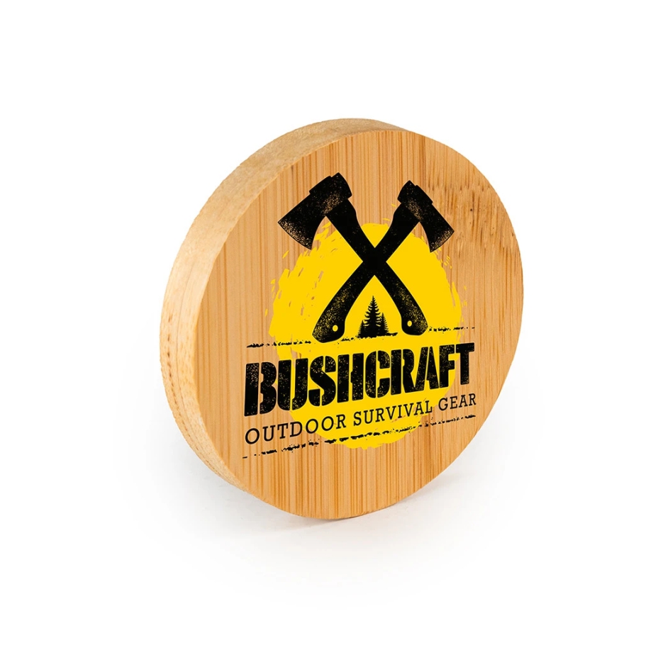 122655 - Flaschen�ffner rund aus Bambus inkl. Druck
