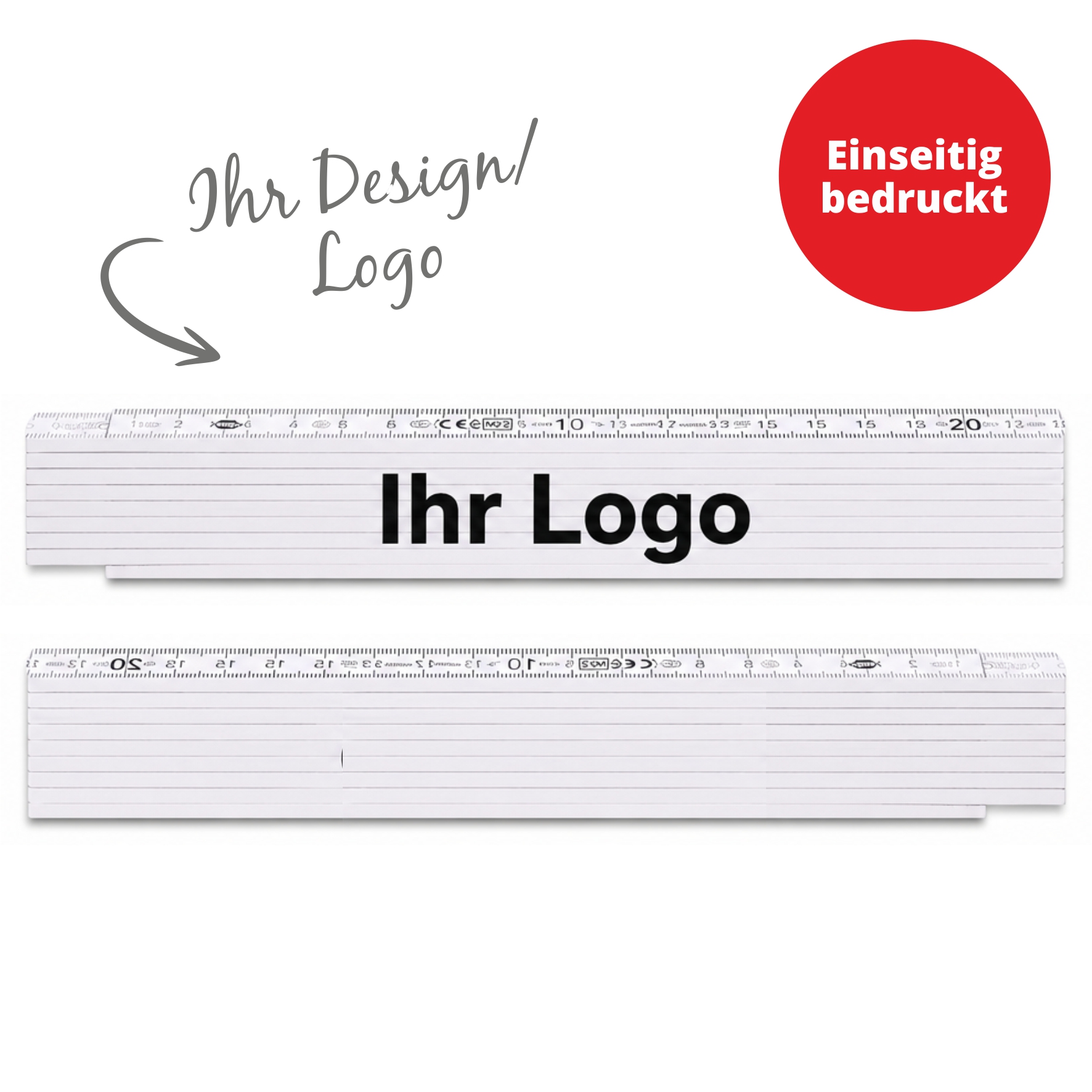 73605 - Zollstock in wei� | 1-seitiger Druck